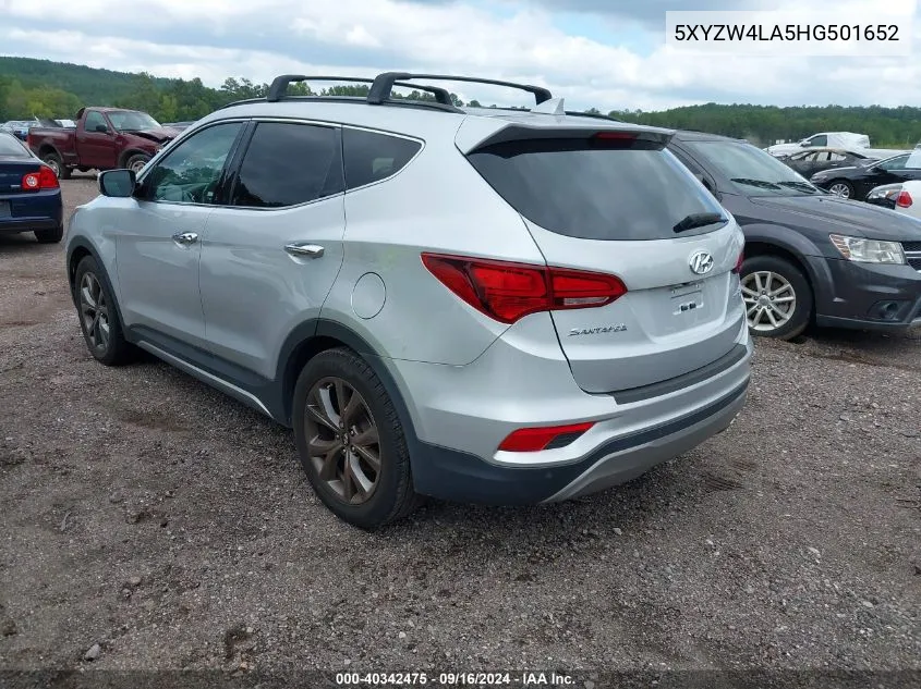 2017 Hyundai Santa Fe Sport 2.0T Ultimate VIN: 5XYZW4LA5HG501652 Lot: 40342475