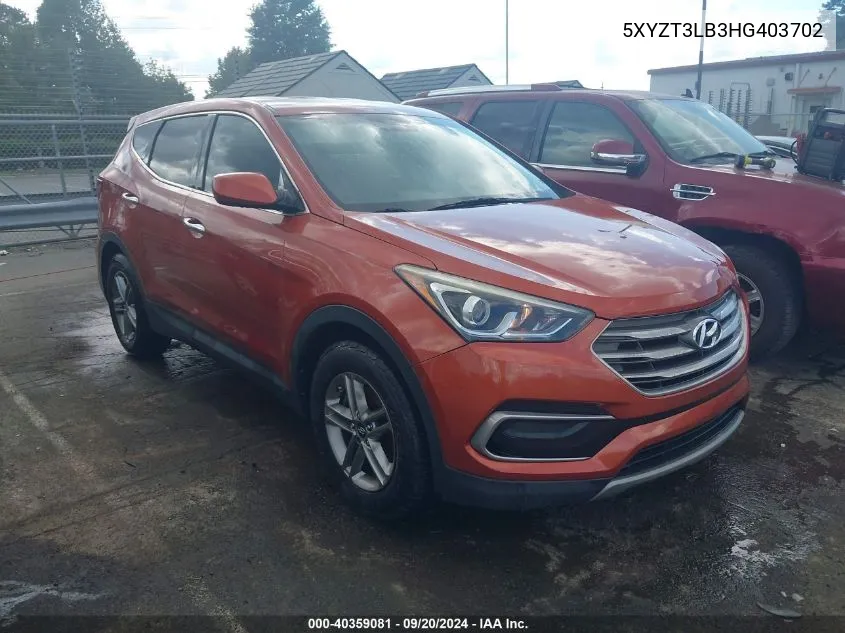 2017 Hyundai Santa Fe Sport 2.4L VIN: 5XYZT3LB3HG403702 Lot: 40359081