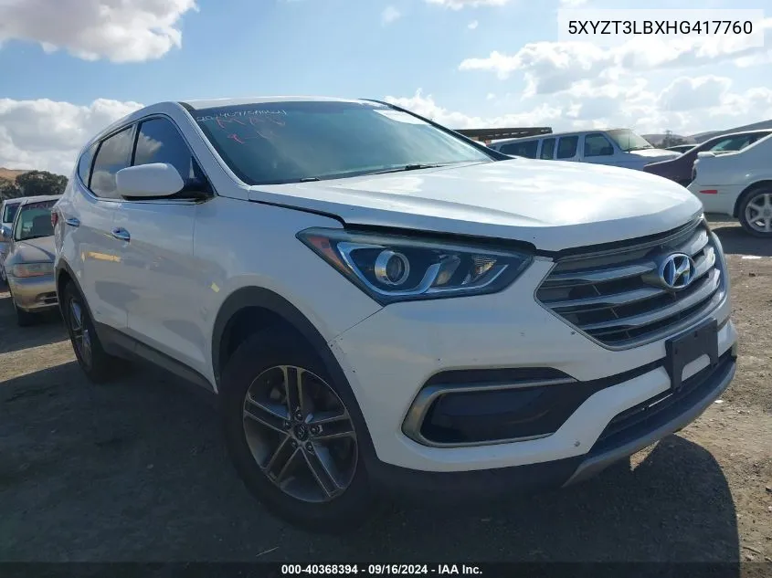 2017 Hyundai Santa Fe Sport 2.4L VIN: 5XYZT3LBXHG417760 Lot: 40368394