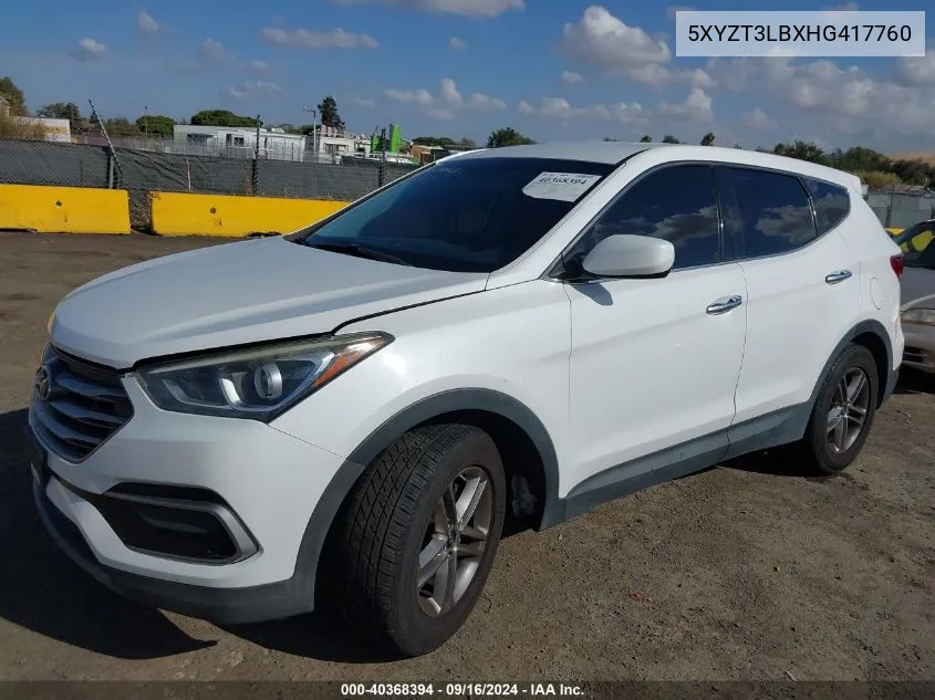 2017 Hyundai Santa Fe Sport 2.4L VIN: 5XYZT3LBXHG417760 Lot: 40368394