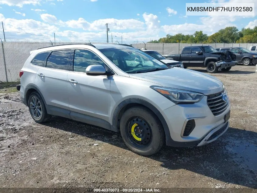 2017 Hyundai Santa Fe Se VIN: KM8SMDHF7HU192580 Lot: 40370073