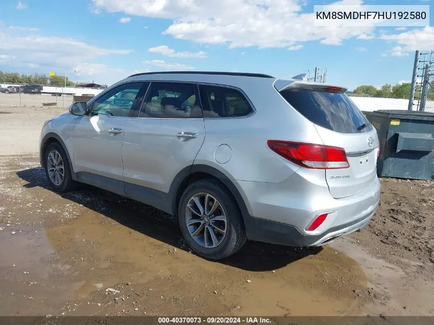 KM8SMDHF7HU192580 2017 Hyundai Santa Fe Se