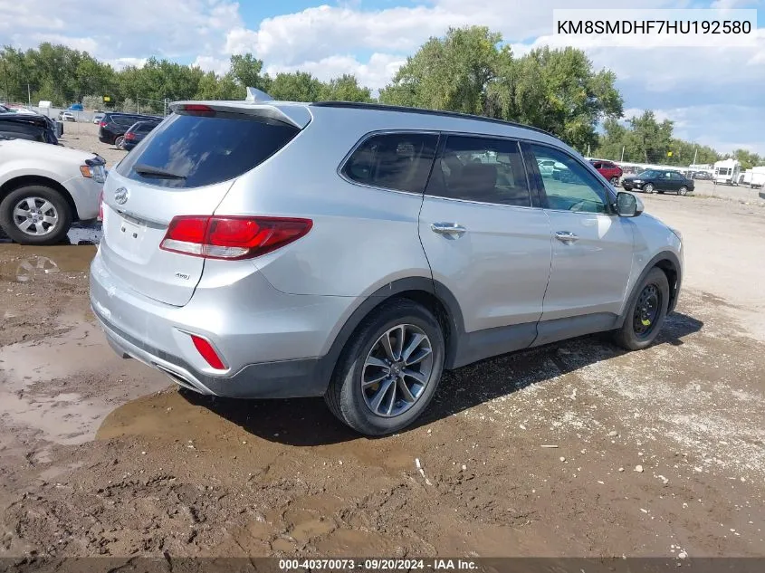 KM8SMDHF7HU192580 2017 Hyundai Santa Fe Se