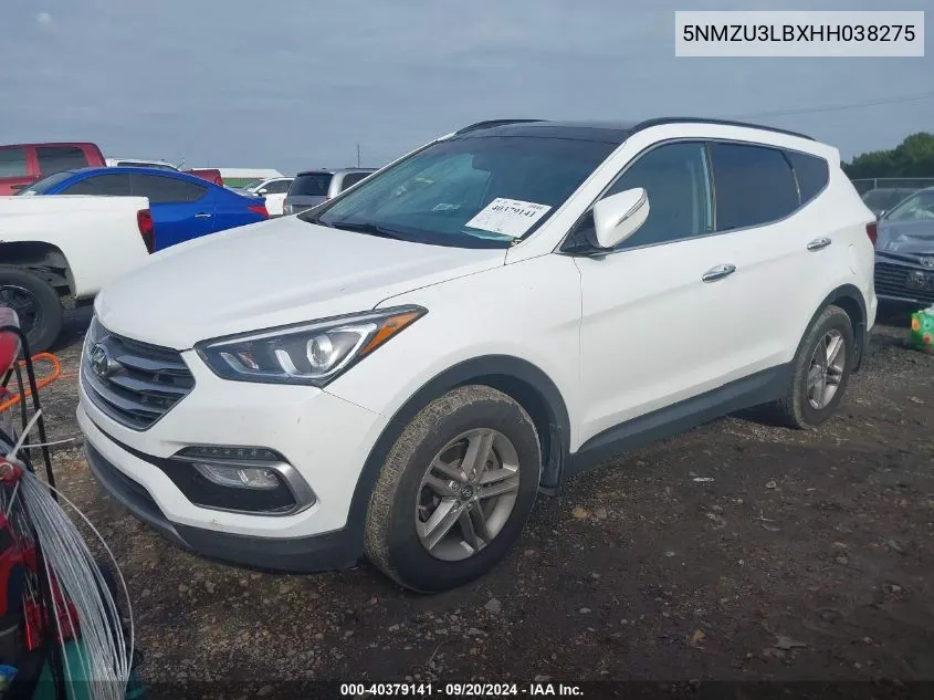 2017 Hyundai Santa Fe Sport 2.4L VIN: 5NMZU3LBXHH038275 Lot: 40379141