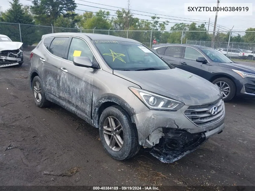 5XYZTDLB0HG384919 2017 Hyundai Santa Fe Sport 2.4L