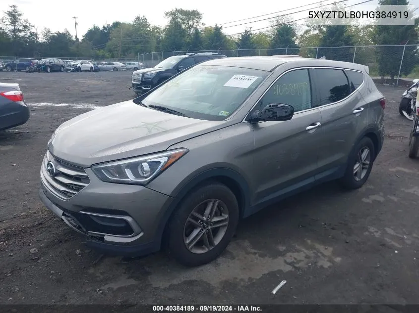 2017 Hyundai Santa Fe Sport 2.4L VIN: 5XYZTDLB0HG384919 Lot: 40384189