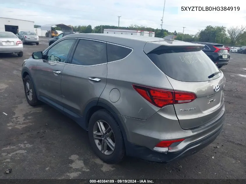 2017 Hyundai Santa Fe Sport 2.4L VIN: 5XYZTDLB0HG384919 Lot: 40384189