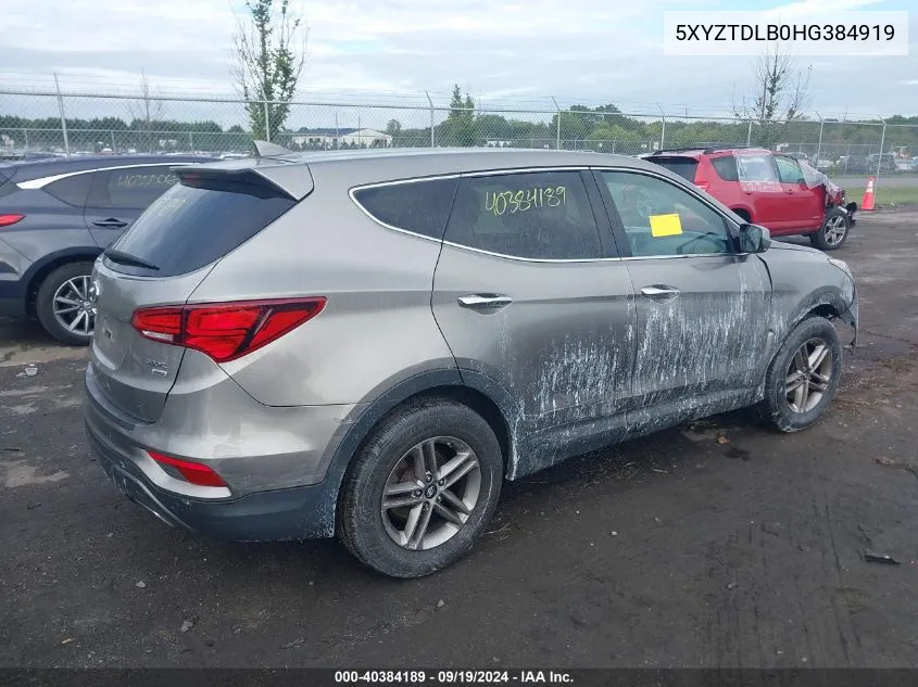 5XYZTDLB0HG384919 2017 Hyundai Santa Fe Sport 2.4L