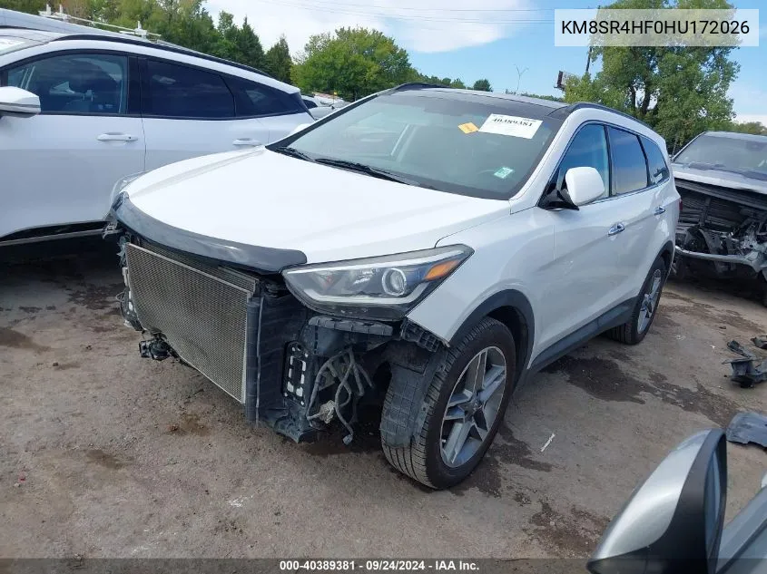 2017 Hyundai Santa Fe Se Ultimate VIN: KM8SR4HF0HU172026 Lot: 40389381