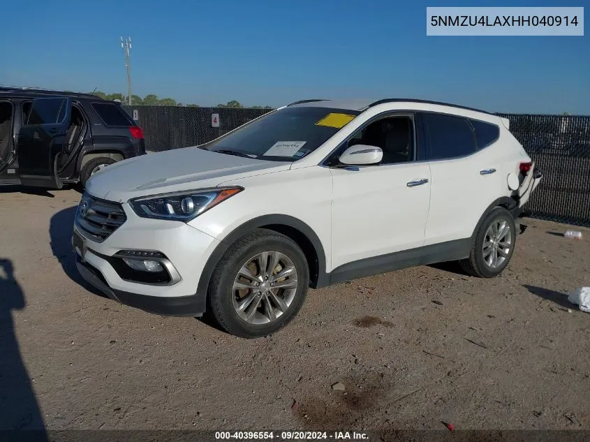 5NMZU4LAXHH040914 2017 Hyundai Santa Fe Sport 2.0T