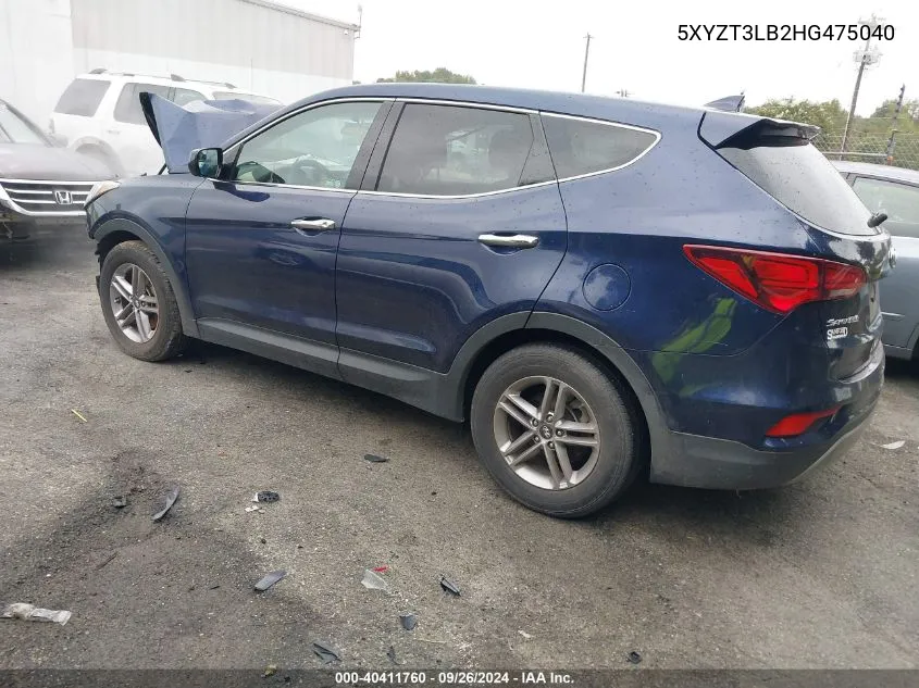 5XYZT3LB2HG475040 2017 Hyundai Santa Fe Sport 2.4L