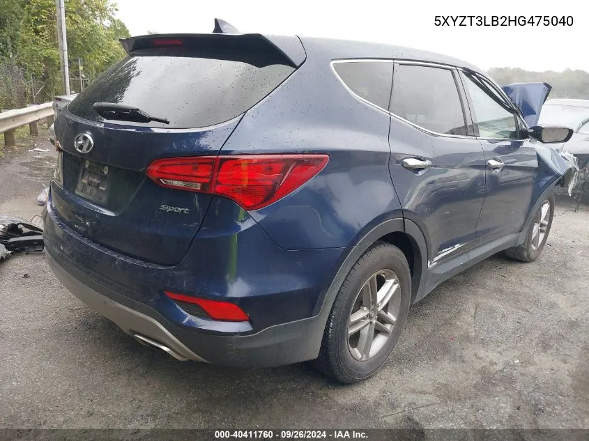 5XYZT3LB2HG475040 2017 Hyundai Santa Fe Sport 2.4L