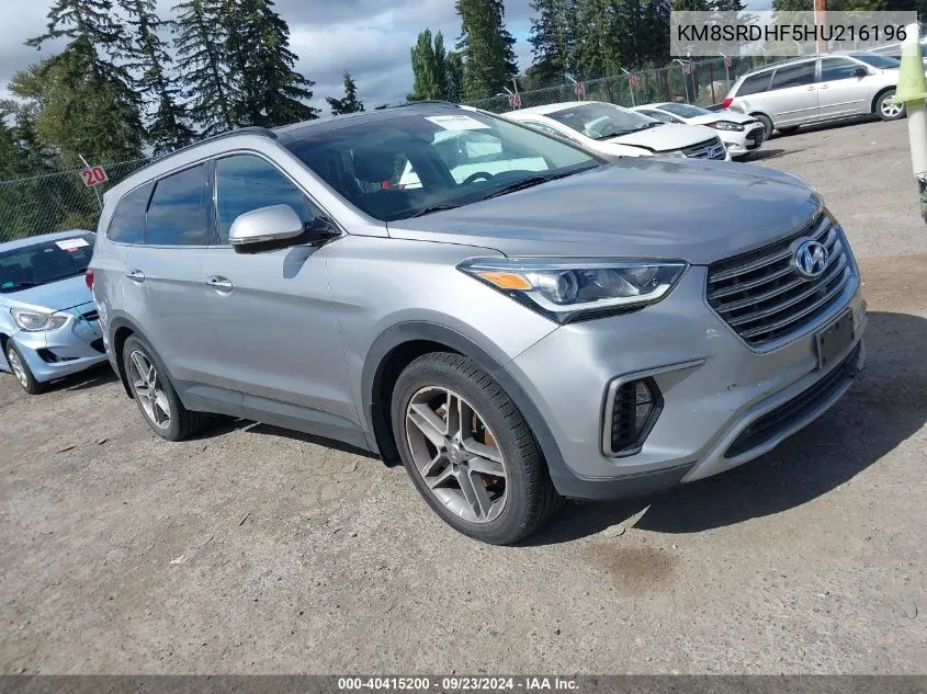 2017 Hyundai Santa Fe Se Ultimate VIN: KM8SRDHF5HU216196 Lot: 40415200