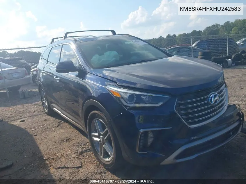 2017 Hyundai Santa Fe Limited Ultimate VIN: KM8SR4HFXHU242583 Lot: 40416707