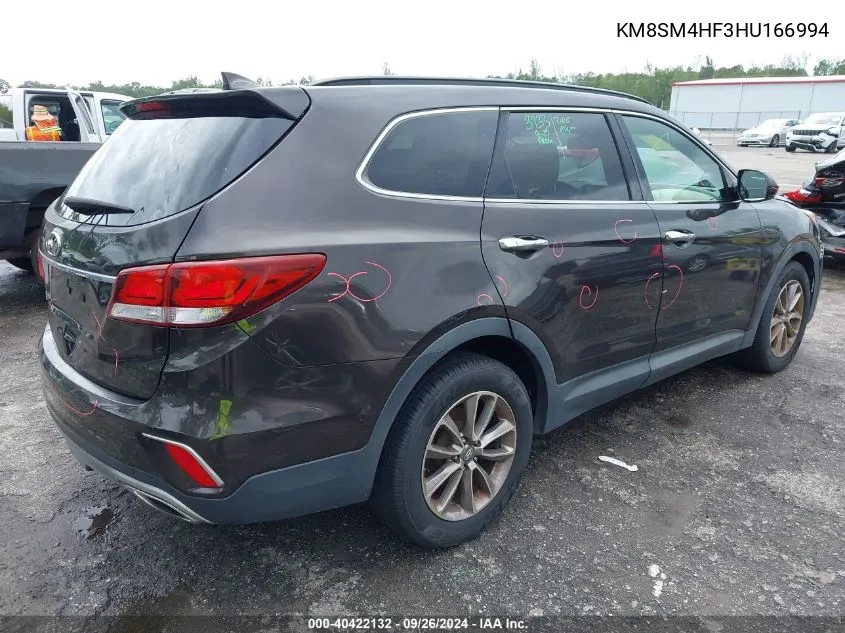 KM8SM4HF3HU166994 2017 Hyundai Santa Fe Se