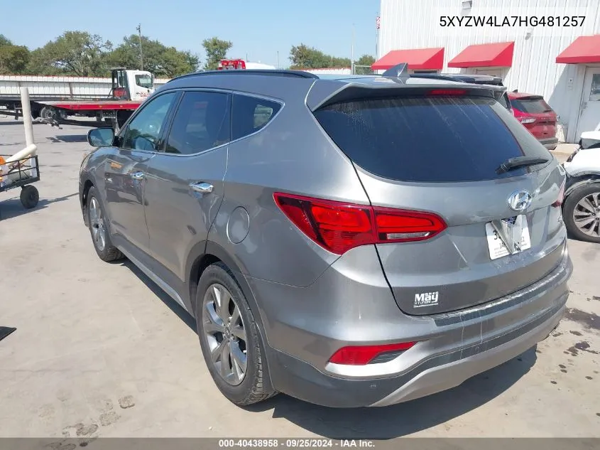 2017 Hyundai Santa Fe Sport 2.0T Ultimate VIN: 5XYZW4LA7HG481257 Lot: 40438958