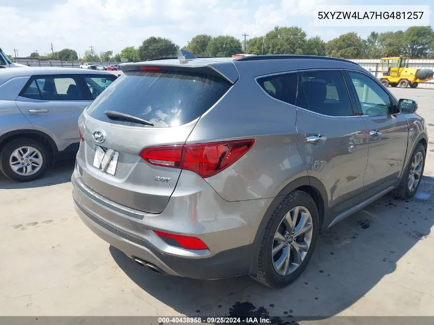 2017 Hyundai Santa Fe Sport 2.0T Ultimate VIN: 5XYZW4LA7HG481257 Lot: 40438958