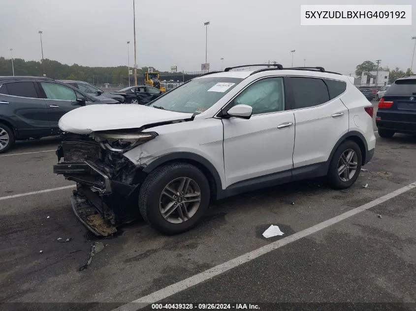 2017 Hyundai Santa Fe Sport VIN: 5XYZUDLBXHG409192 Lot: 40439328