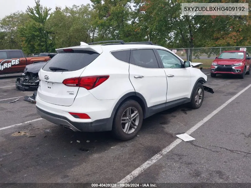 2017 Hyundai Santa Fe Sport VIN: 5XYZUDLBXHG409192 Lot: 40439328