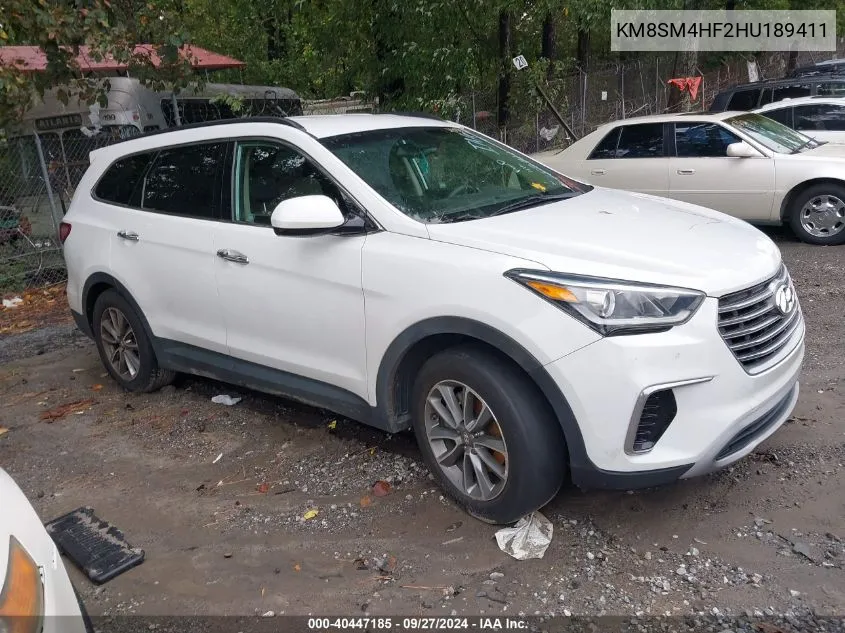 2017 Hyundai Santa Fe Se VIN: KM8SM4HF2HU189411 Lot: 40447185