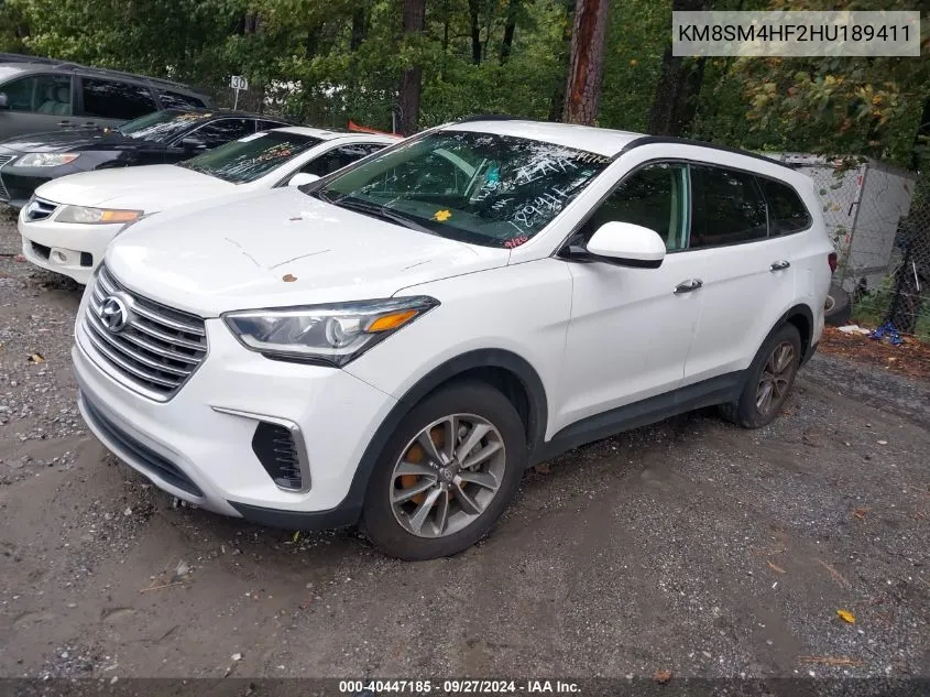 KM8SM4HF2HU189411 2017 Hyundai Santa Fe Se