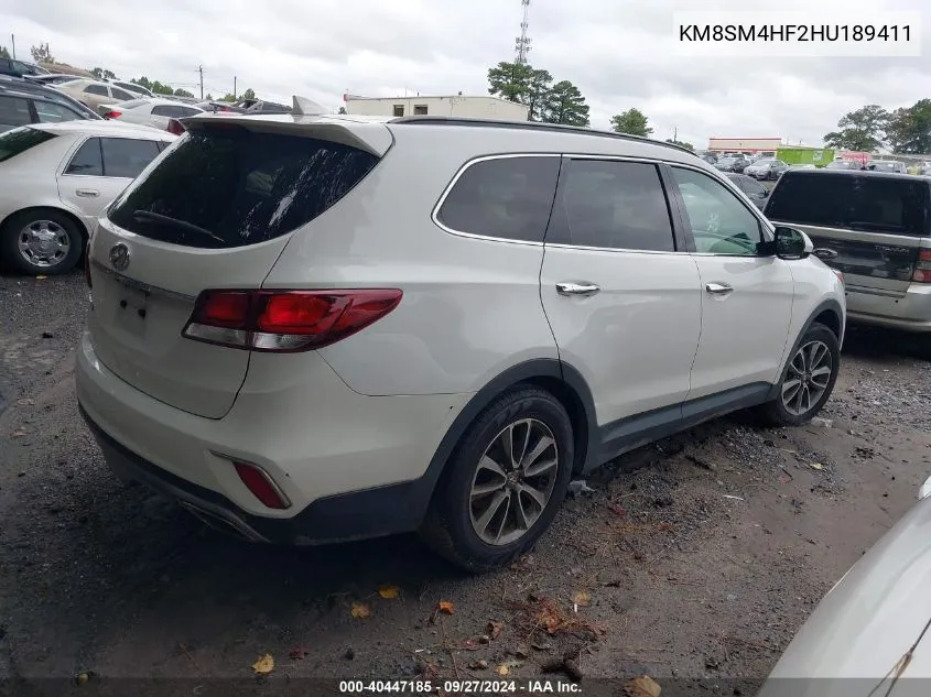 KM8SM4HF2HU189411 2017 Hyundai Santa Fe Se