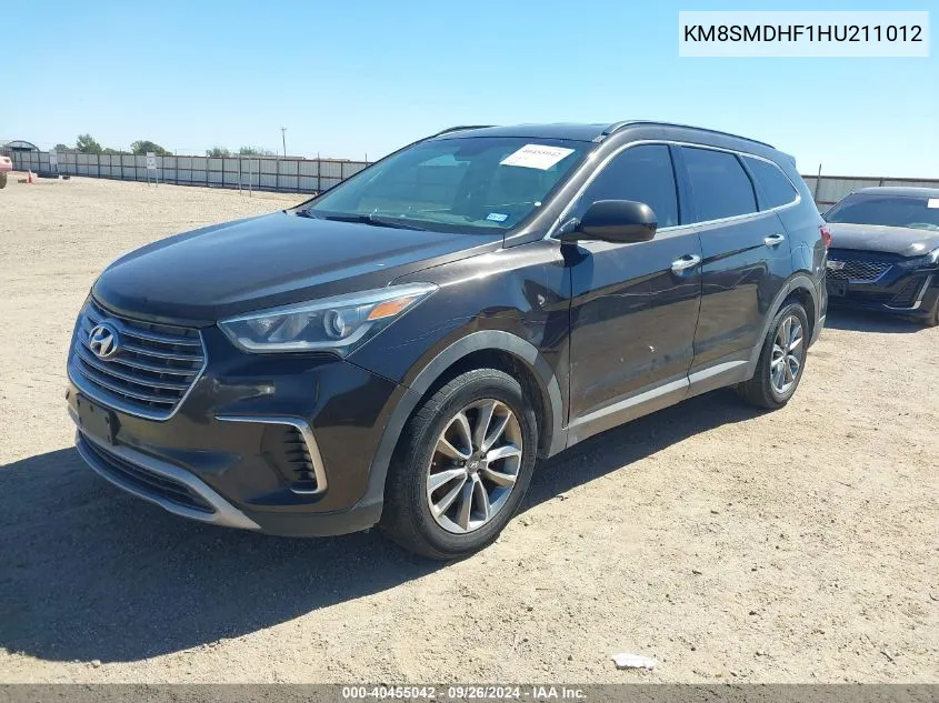 2017 Hyundai Santa Fe Se VIN: KM8SMDHF1HU211012 Lot: 40455042