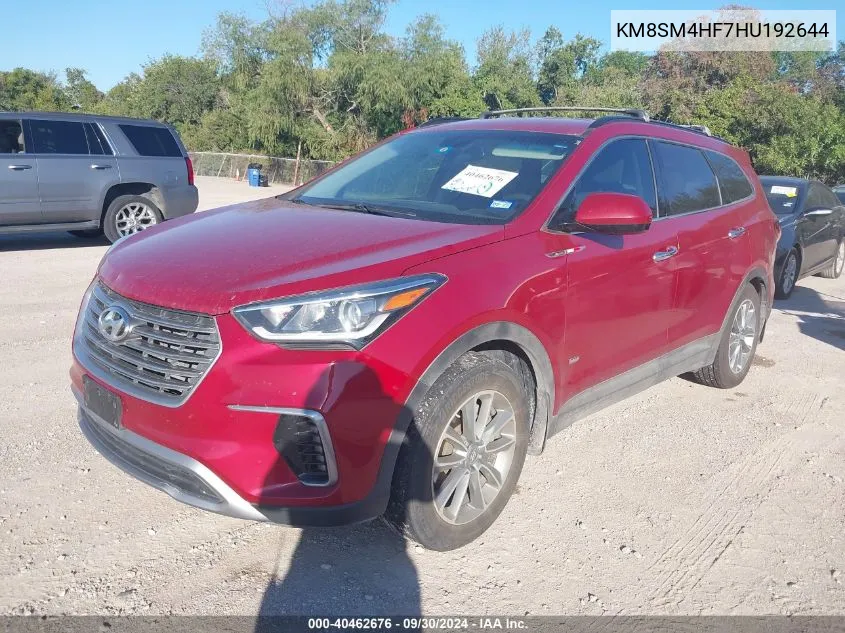 KM8SM4HF7HU192644 2017 Hyundai Santa Fe Se