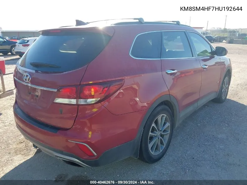 KM8SM4HF7HU192644 2017 Hyundai Santa Fe Se