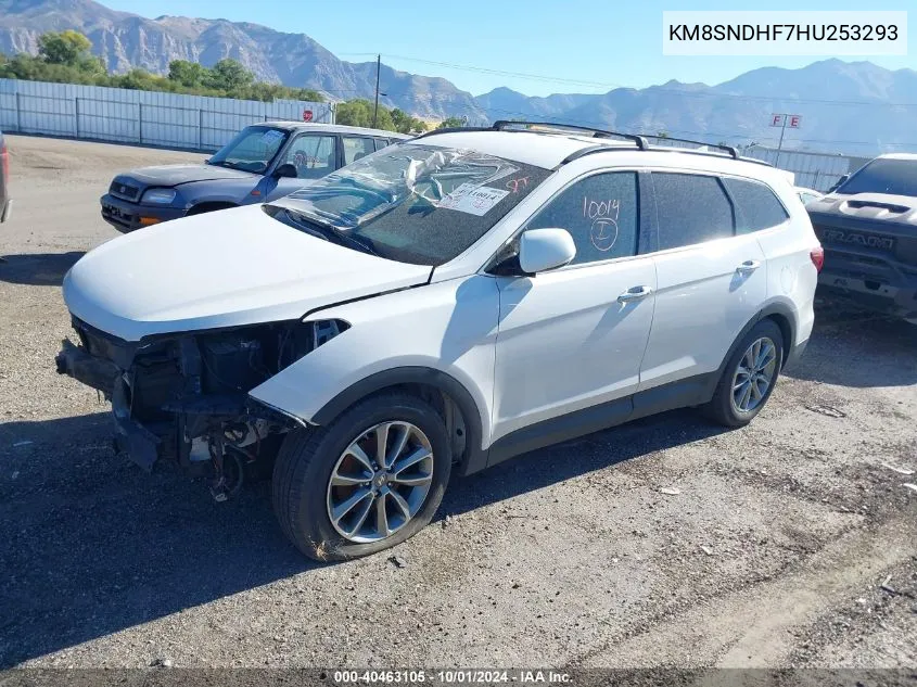 2017 Hyundai Santa Fe Se VIN: KM8SNDHF7HU253293 Lot: 40463105