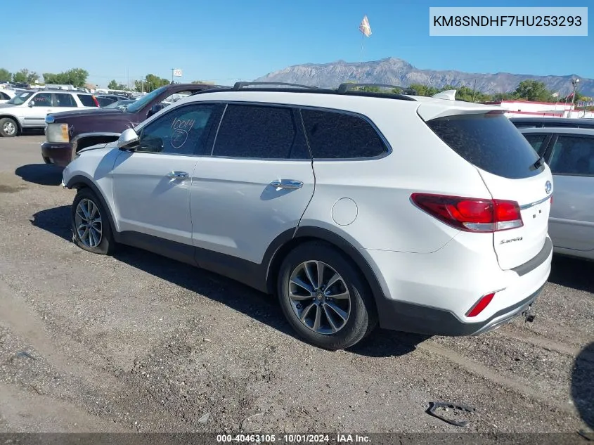 2017 Hyundai Santa Fe Se VIN: KM8SNDHF7HU253293 Lot: 40463105