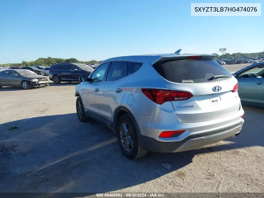 2017 Hyundai Santa Fe Sport VIN: 5XYZT3LB7HG474076 Lot: 40465882