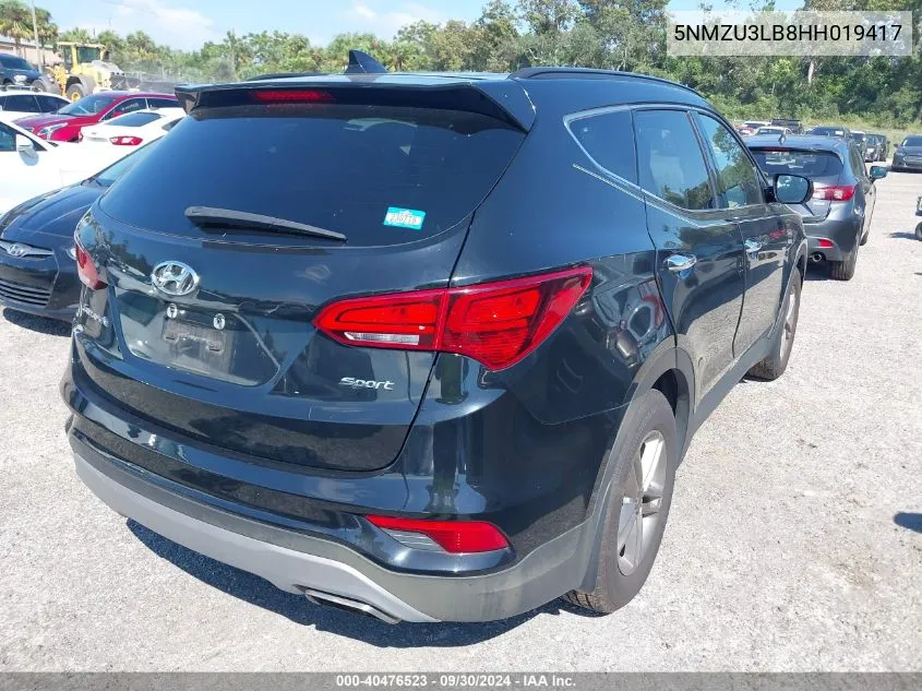 2017 Hyundai Santa Fe Sport 2.4L VIN: 5NMZU3LB8HH019417 Lot: 40476523