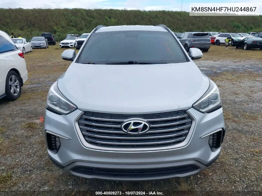 2017 Hyundai Santa Fe Se/Limited VIN: KM8SN4HF7HU244867 Lot: 40509273