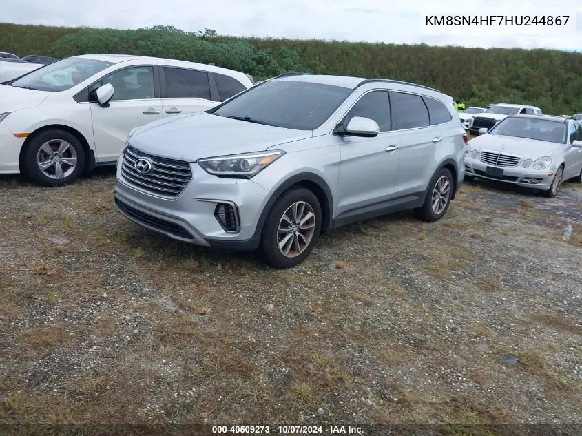 2017 Hyundai Santa Fe Se/Limited VIN: KM8SN4HF7HU244867 Lot: 40509273