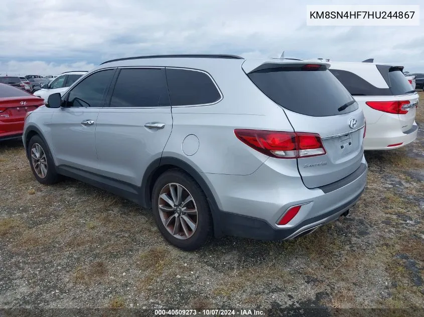 2017 Hyundai Santa Fe Se/Limited VIN: KM8SN4HF7HU244867 Lot: 40509273