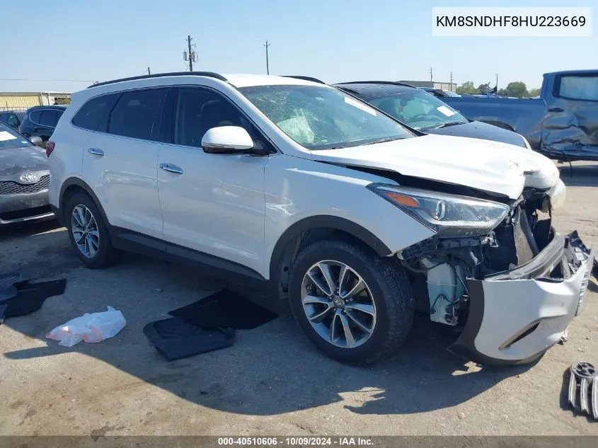 2017 Hyundai Santa Fe Se VIN: KM8SNDHF8HU223669 Lot: 40510606