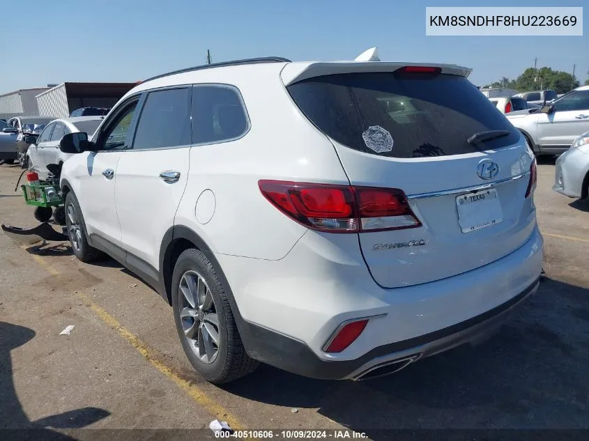 2017 Hyundai Santa Fe Se VIN: KM8SNDHF8HU223669 Lot: 40510606