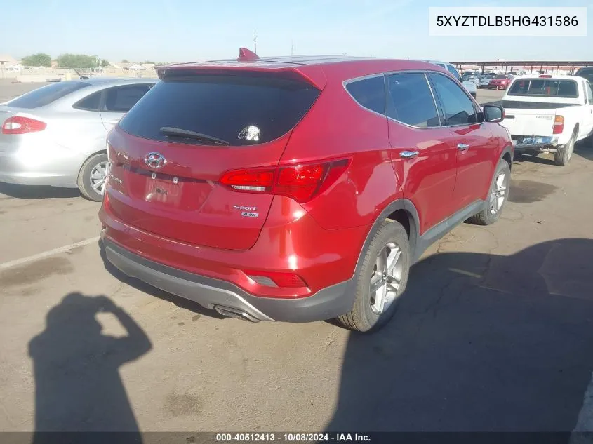 2017 Hyundai Santa Fe Sport 2.4L VIN: 5XYZTDLB5HG431586 Lot: 40512413