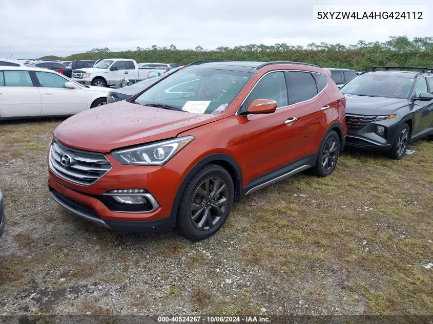 2017 Hyundai Santa Fe Sport 2.0T Ultimate VIN: 5XYZW4LA4HG424112 Lot: 40524267