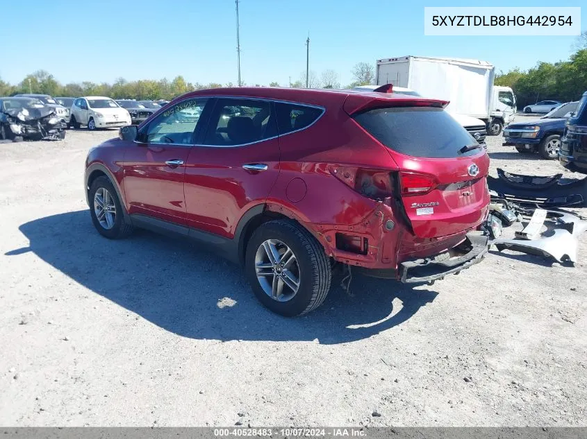 2017 Hyundai Santa Fe Sport 2.4L VIN: 5XYZTDLB8HG442954 Lot: 40528483