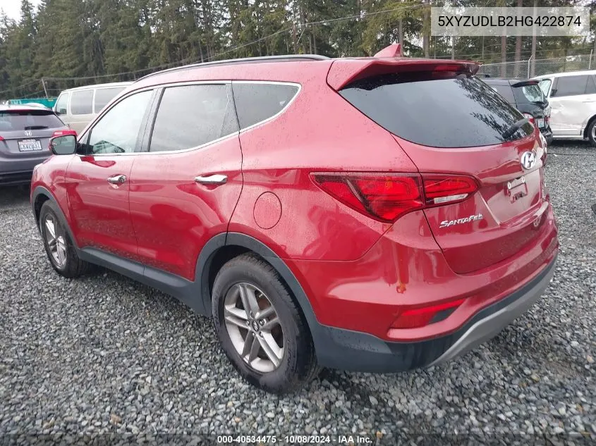 2017 Hyundai Santa Fe Sport 2.4L VIN: 5XYZUDLB2HG422874 Lot: 40534475