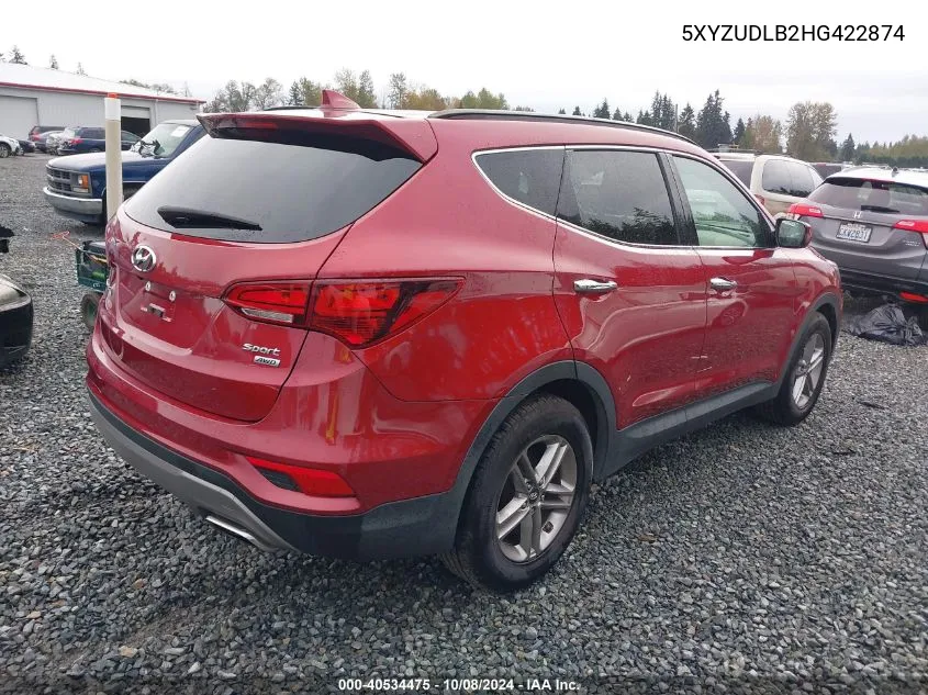 2017 Hyundai Santa Fe Sport 2.4L VIN: 5XYZUDLB2HG422874 Lot: 40534475