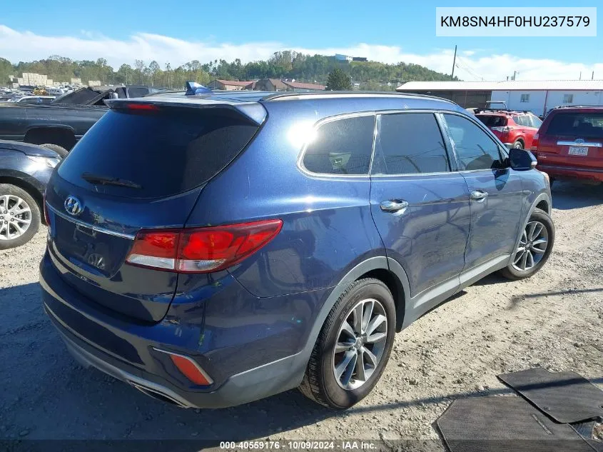 2017 Hyundai Santa Fe Se VIN: KM8SN4HF0HU237579 Lot: 40559176