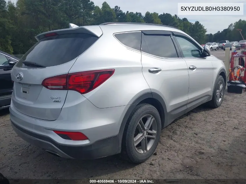 2017 Hyundai Santa Fe Sport 2.4L VIN: 5XYZUDLB0HG380950 Lot: 40559406