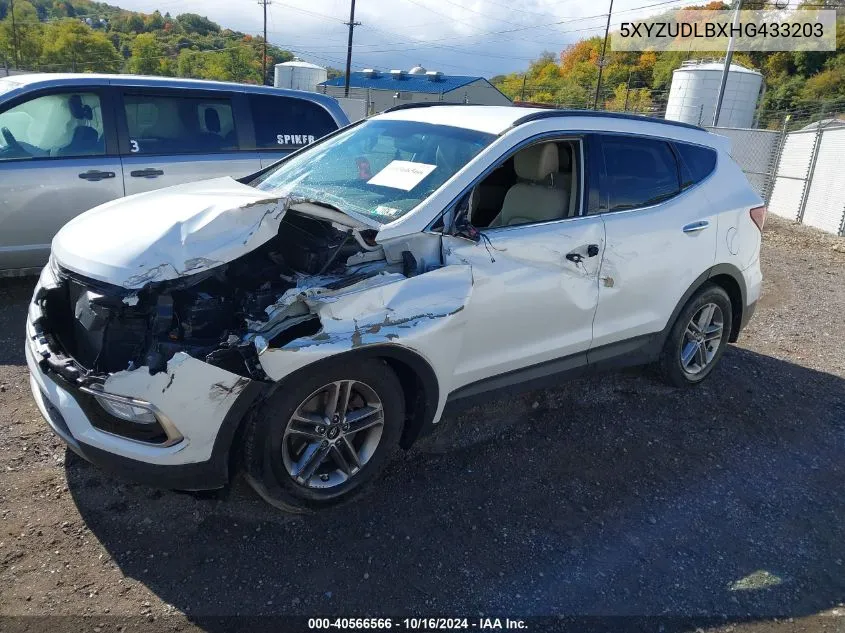 2017 Hyundai Santa Fe Sport 2.4L VIN: 5XYZUDLBXHG433203 Lot: 40566566