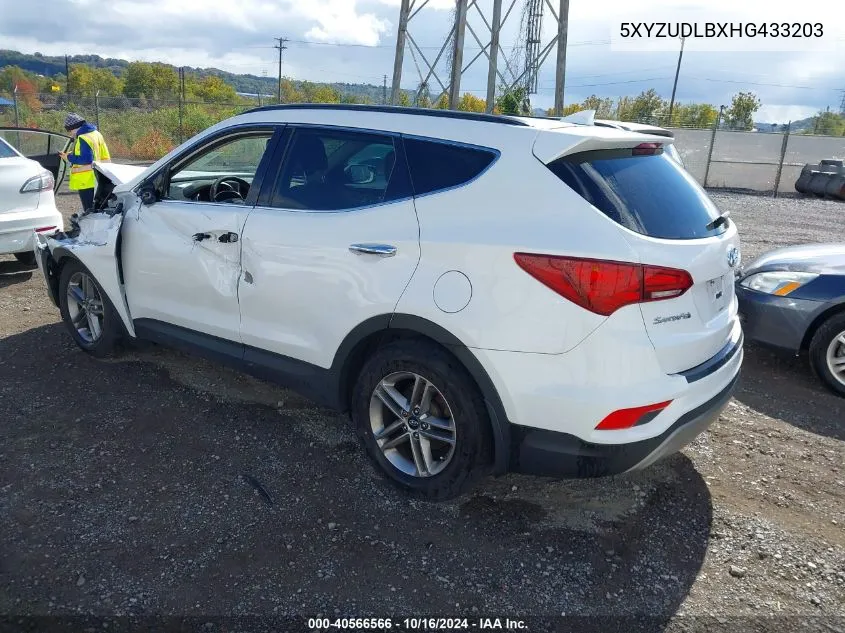 2017 Hyundai Santa Fe Sport 2.4L VIN: 5XYZUDLBXHG433203 Lot: 40566566