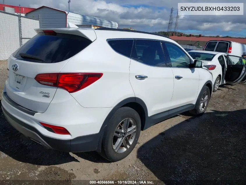 2017 Hyundai Santa Fe Sport 2.4L VIN: 5XYZUDLBXHG433203 Lot: 40566566