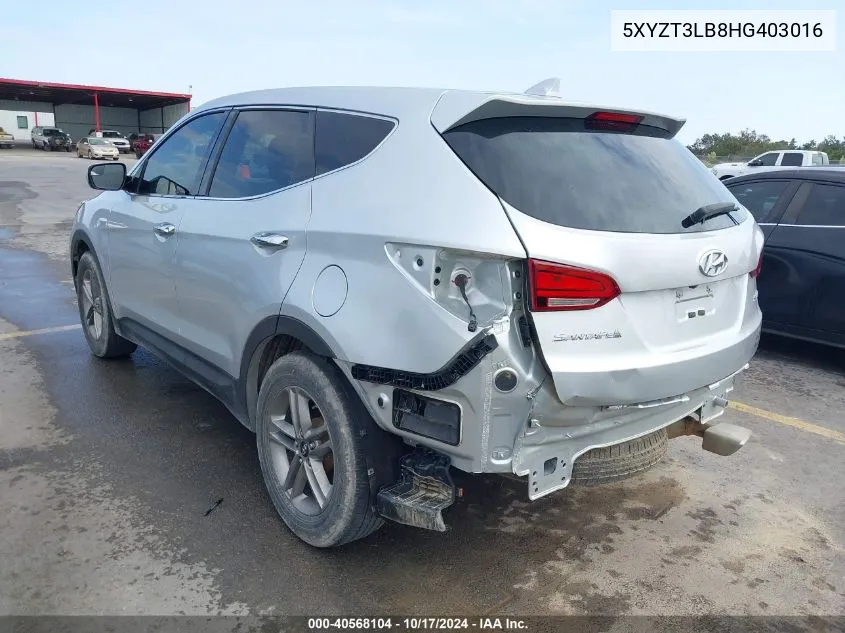 5XYZT3LB8HG403016 2017 Hyundai Santa Fe Sport 2.4L