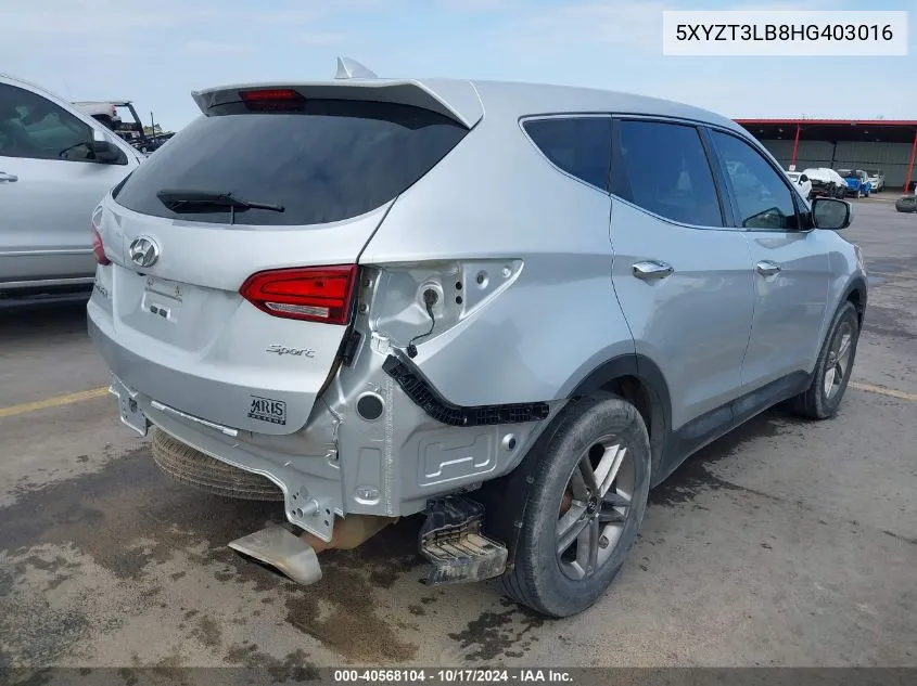 5XYZT3LB8HG403016 2017 Hyundai Santa Fe Sport 2.4L